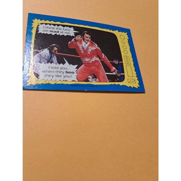 Vintage 1987 WWF Topps Trading Card 72 Honky Tonk Man Jimmy Hart Superstar Speak - Picture 2 of 3